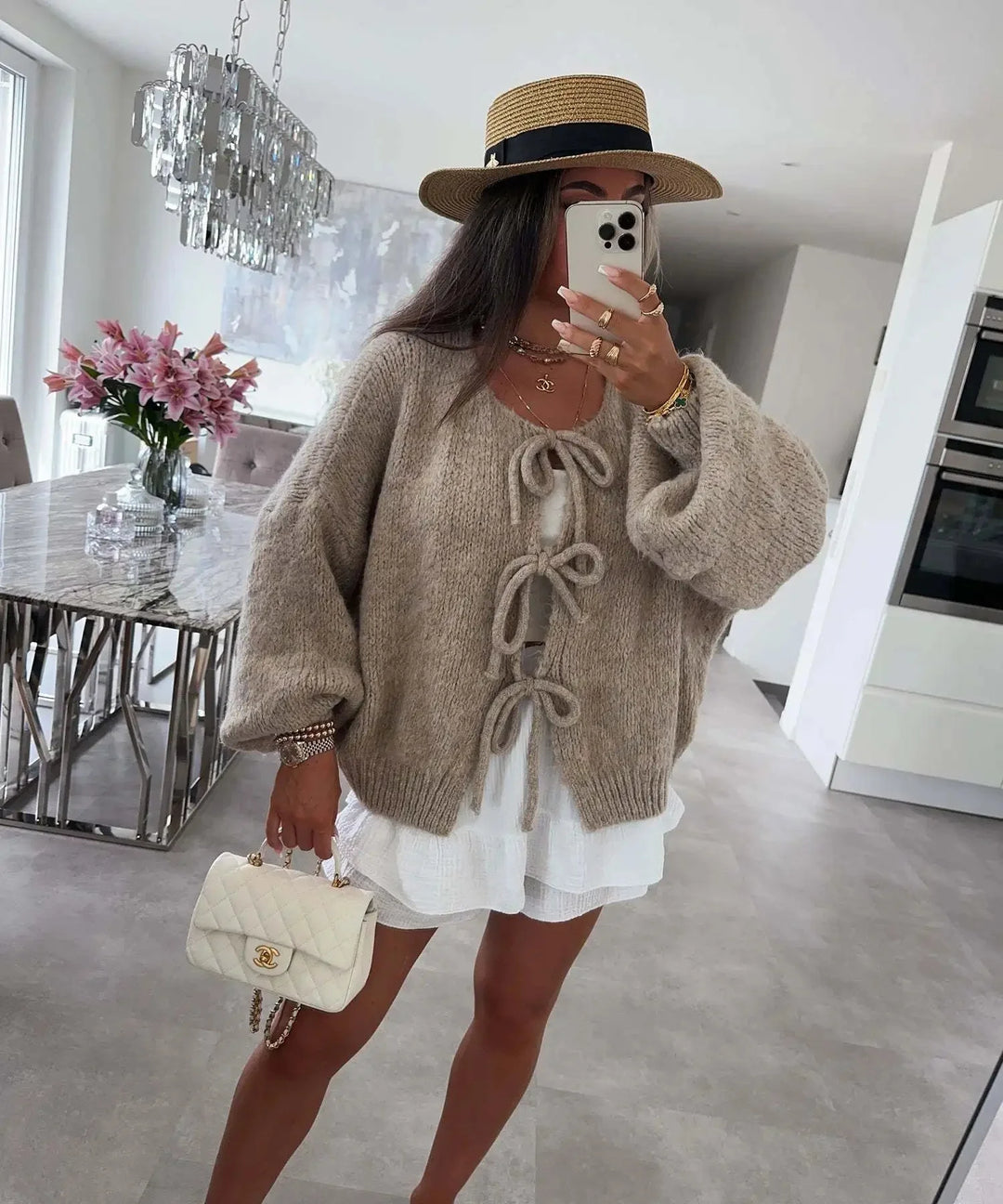 Chic Solid Color Knitted Cardigan Sweater