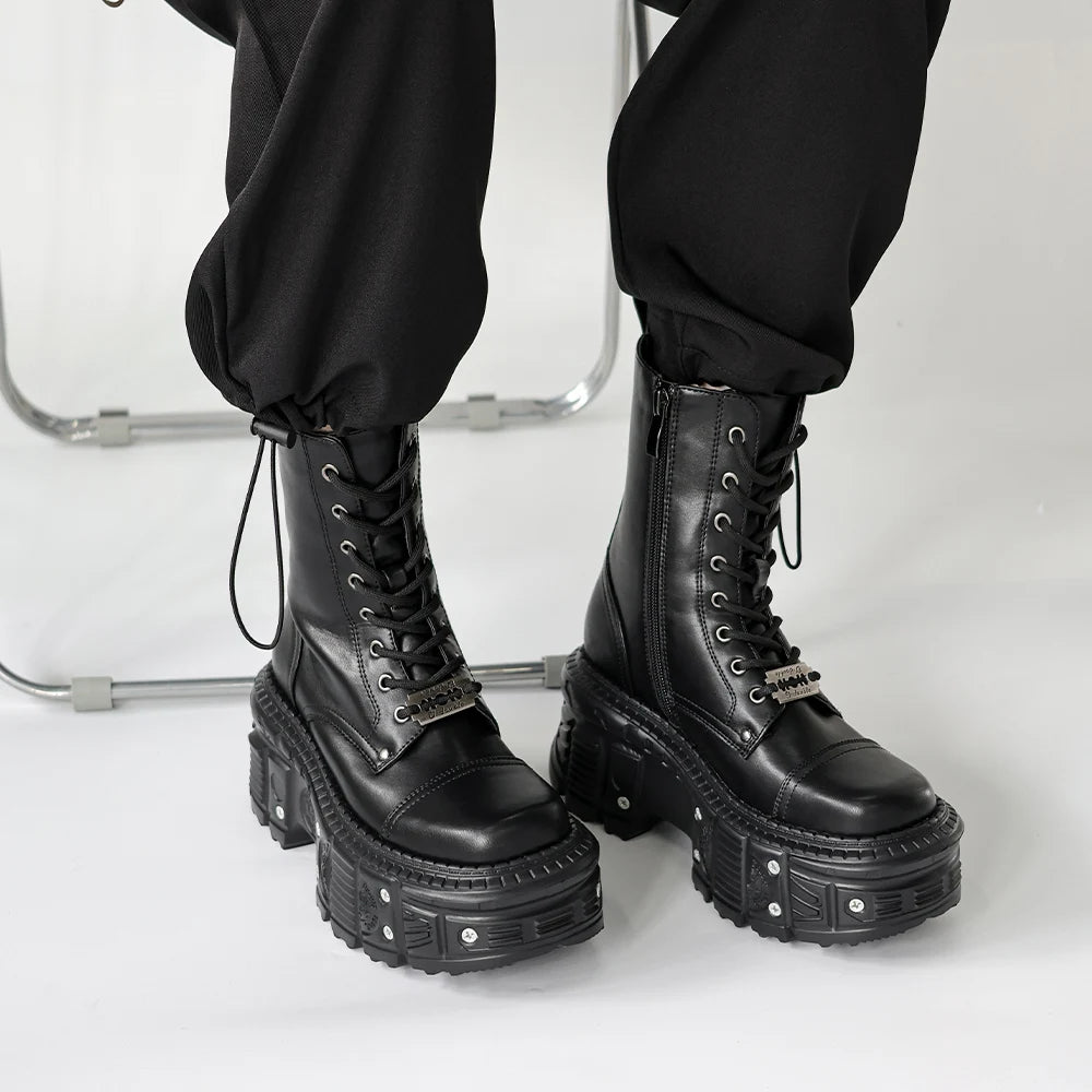 Punk Platform Ankle Retro Chunky Lace-Up Boots