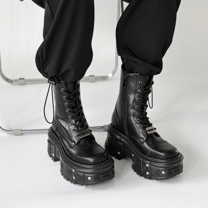 Punk Platform Ankle Retro Chunky Lace-Up Boots