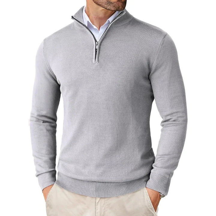 Lightweight Slim Fit Quarter Zip Mock Neck Pullover Sweater