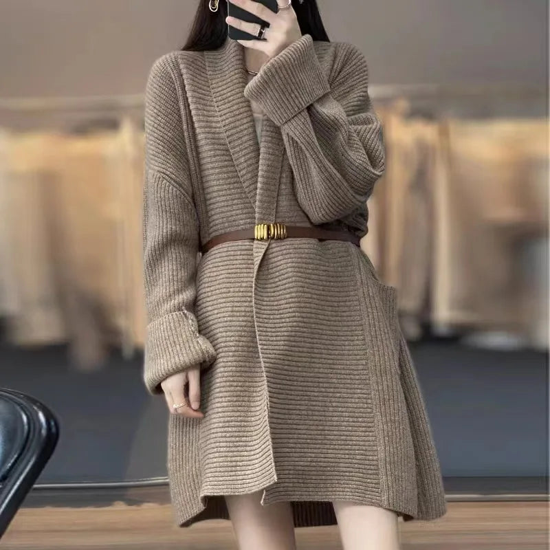 Autumn Winter Thick Solid Color V-neck Sweater