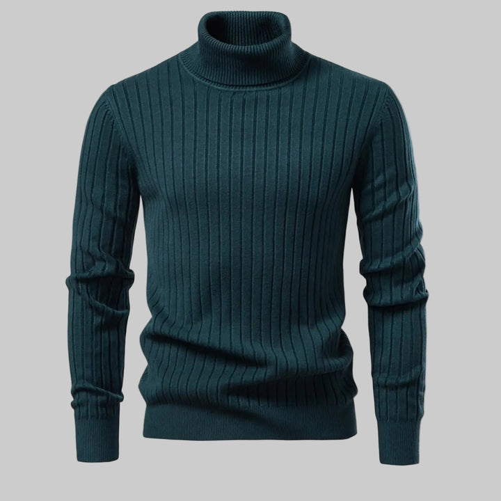 Striped Solid Color Turtleneck Sweater