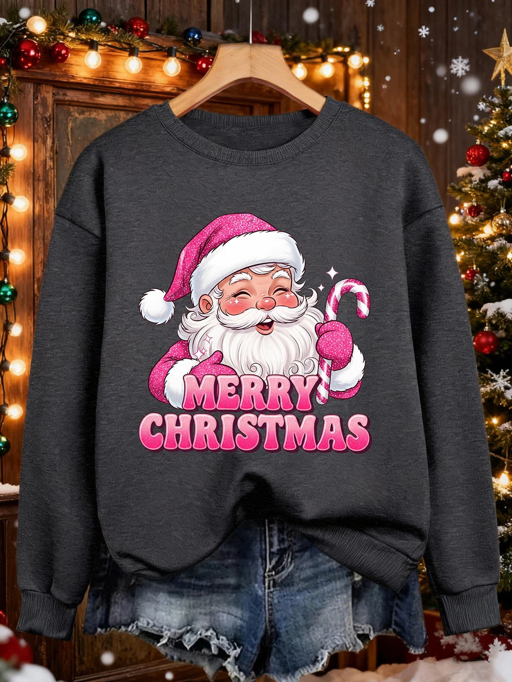 Merry Christmas Santa Print Christmas Sweater