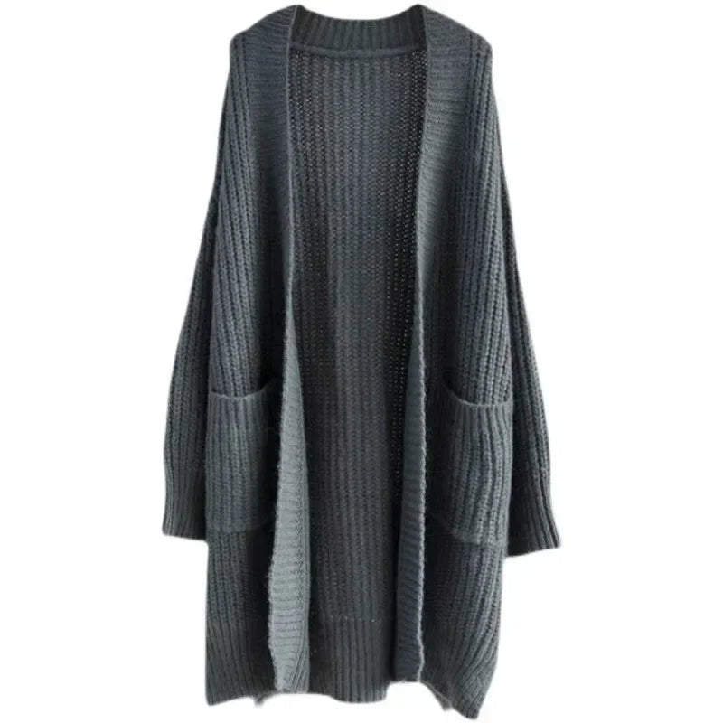 Elegant Long Knitted V-Neck Cardigan