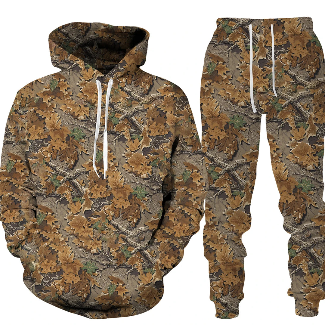 3D Camouflage Hoodie Pants Set