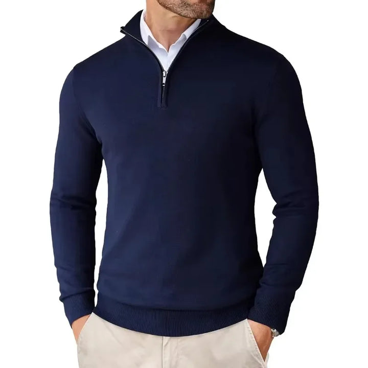 Lightweight Slim Fit Quarter Zip Mock Neck Pullover Sweater