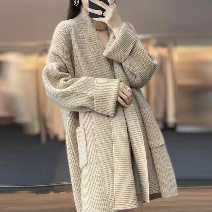 Autumn Winter Thick Solid Color V-neck Sweater