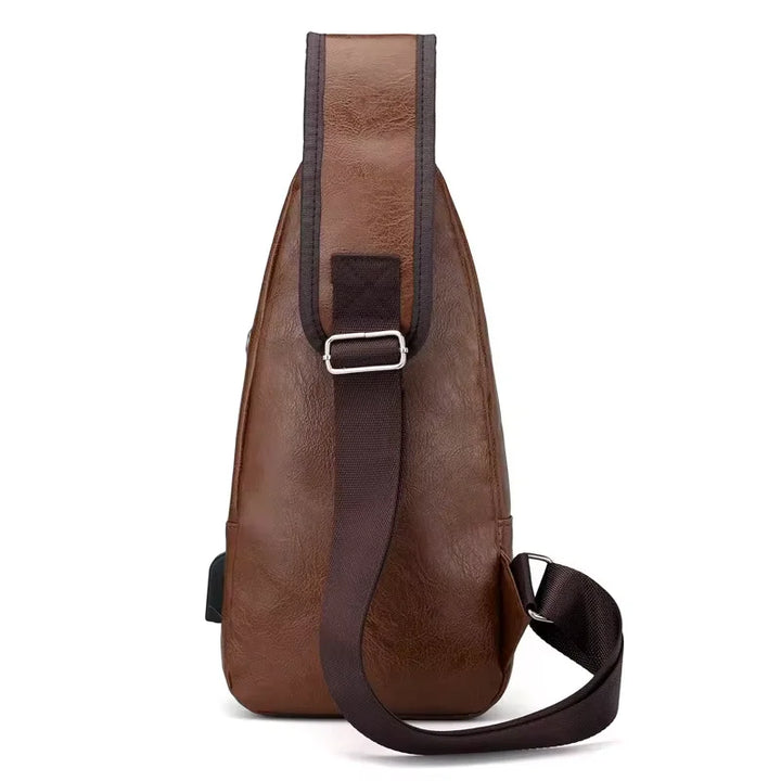 PU Leather USB chest Crossbody bag