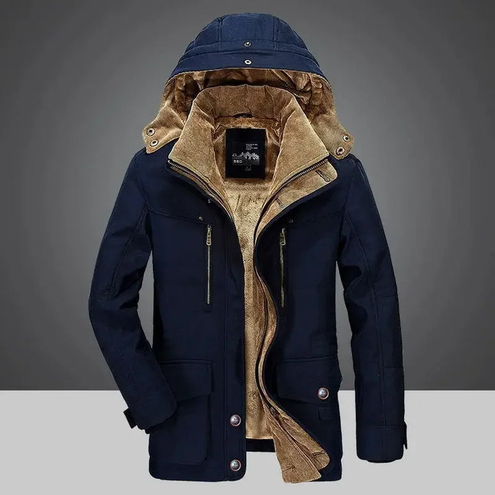 Thick Velvet Multi-Pocket Zipper Winter Parka