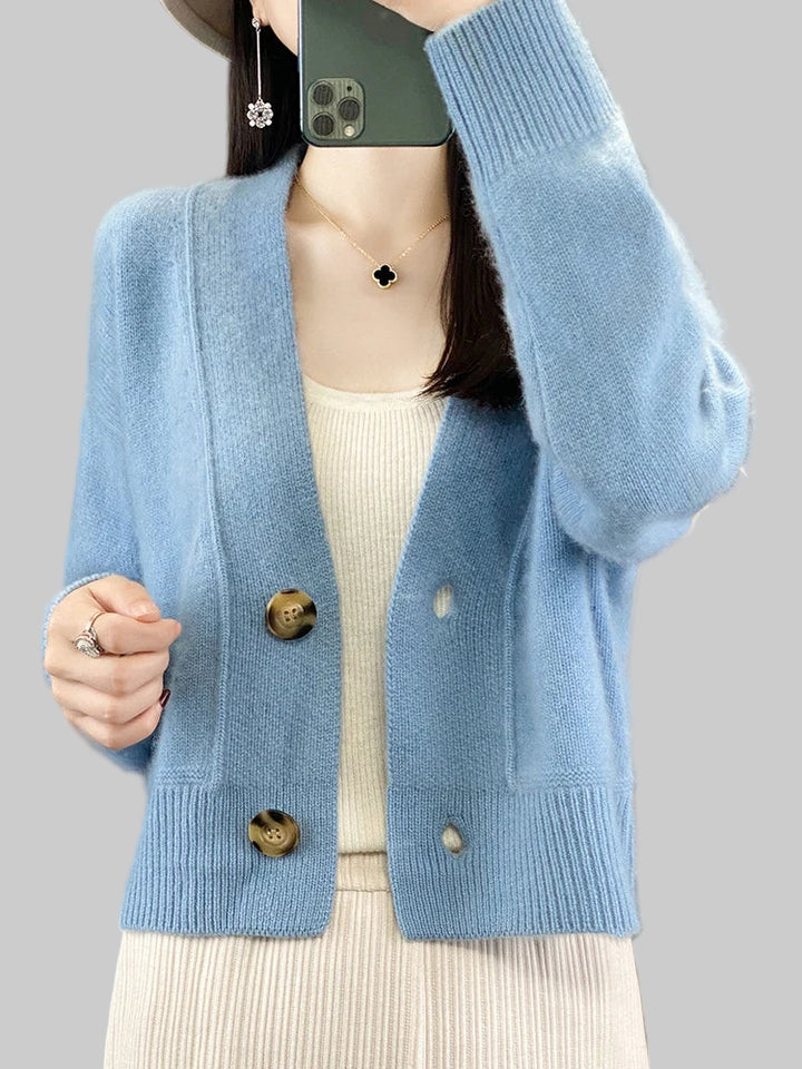 100% Merino Wool V-Neck Cardigan