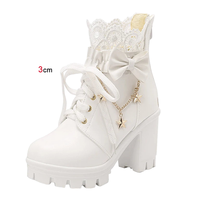 Lace-Up Ankle Boots with Back Zipper