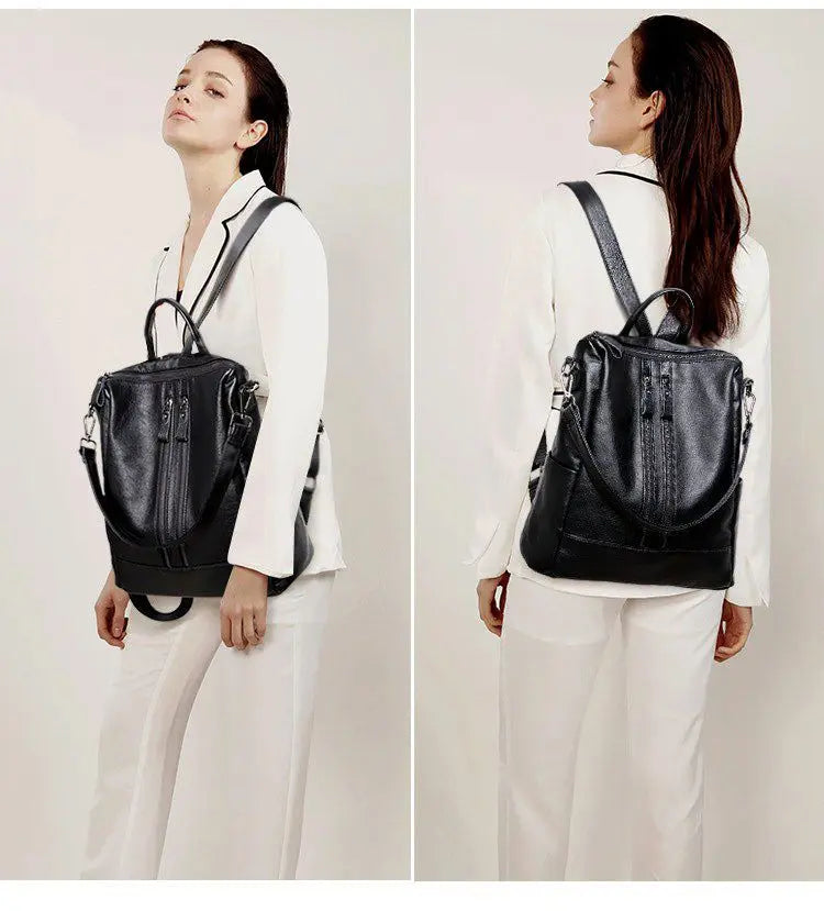 Multifunctional Soft Leather Backpack