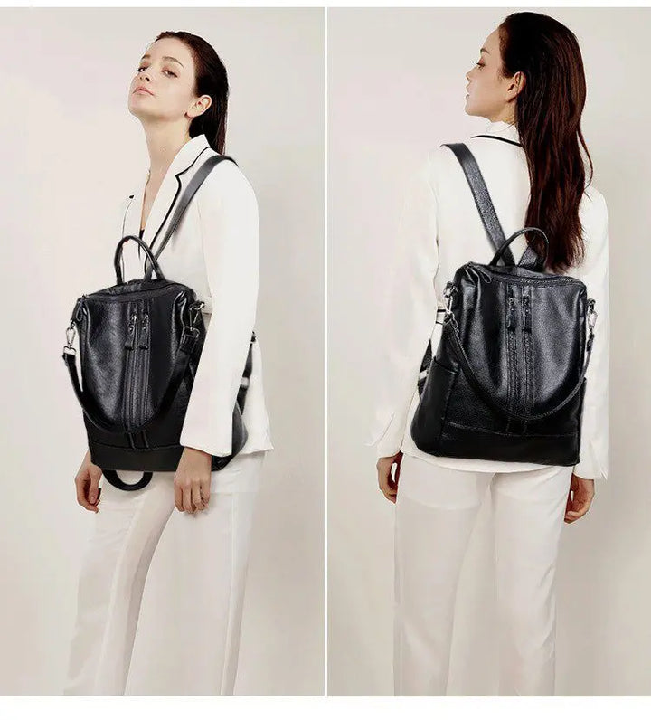 Multifunctional Soft Leather Backpack
