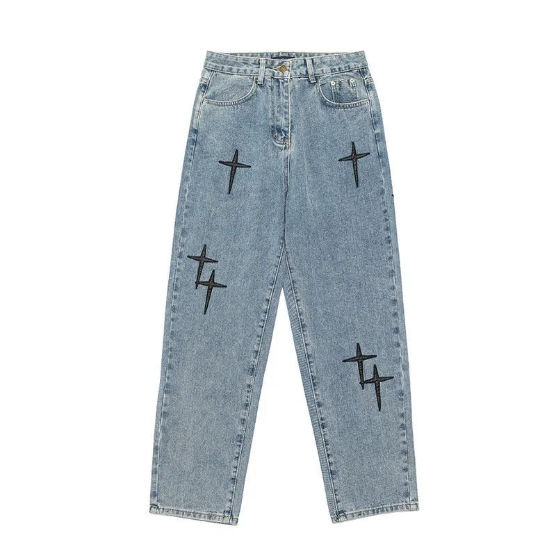 Printed American Baggy Wide Leg Jeans