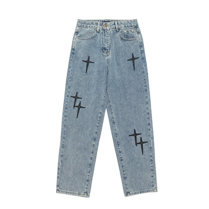 Printed American Baggy Wide Leg Jeans