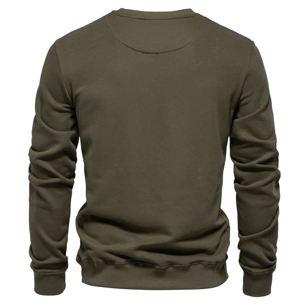Casual Cotton-Blend Crew Neck Pullover Sweatshirt