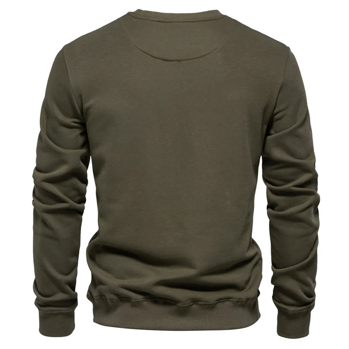 Casual Cotton-Blend Crew Neck Pullover Sweatshirt