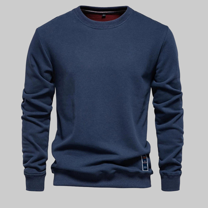 Casual Cotton-Blend Crew Neck Pullover Sweatshirt