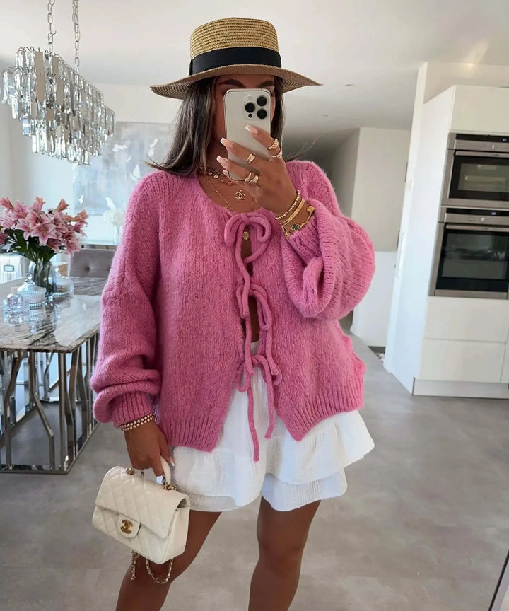 Chic Solid Color Knitted Cardigan Sweater