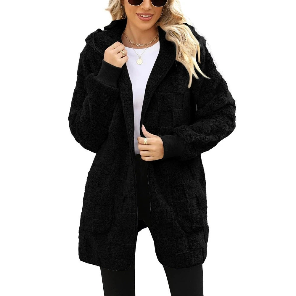 Hooded Plush Velvet cardigan coats