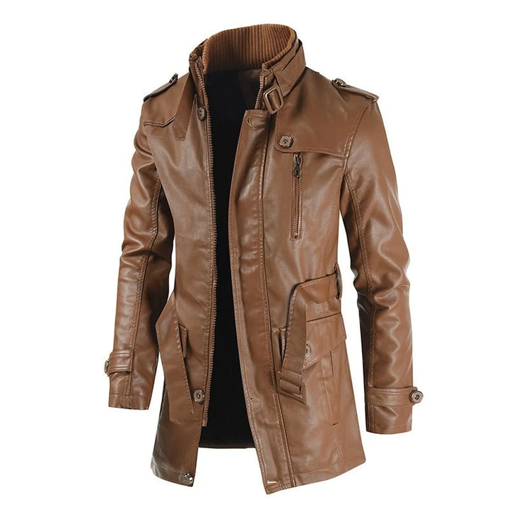Thick Fleece-lined Leather Winter Coat