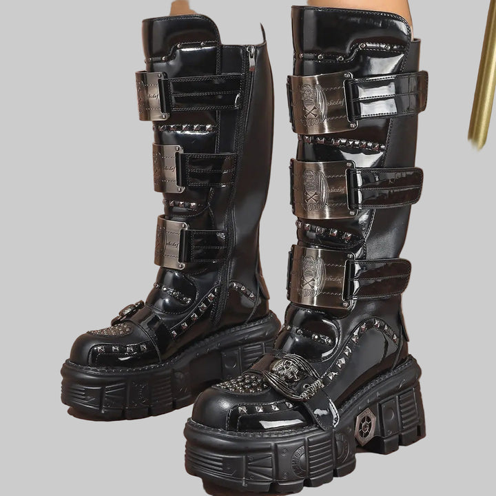 Premium Dark Metal Rock Punk Mid-Height Chelsea Boots