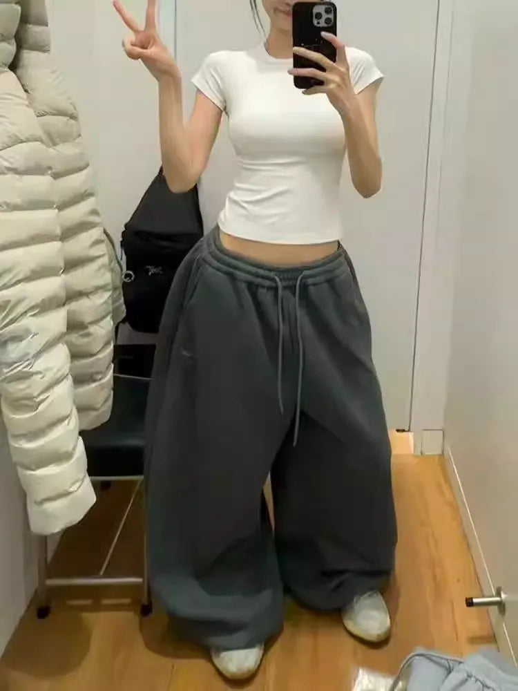American Retro Lazy Loose Wide Leg Casual Sweatpants