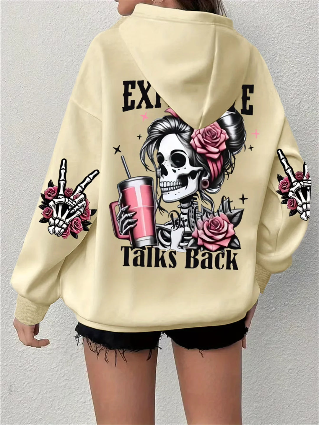Harajuku Skull Design Print Hoodies