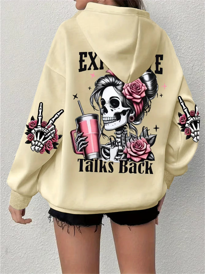 Harajuku Skull Design Print Hoodies