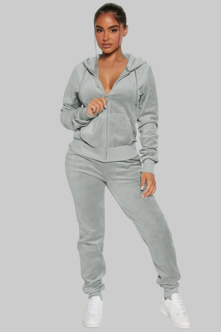Hooded Velvet Jogger Set