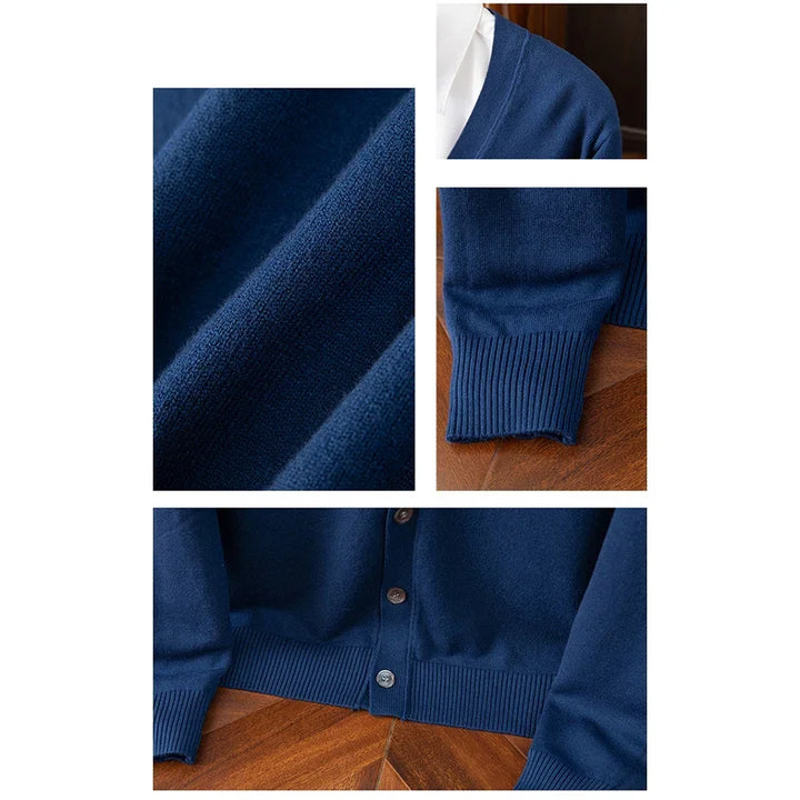 Classic V-Neck Solid Color Sweater Cardigan