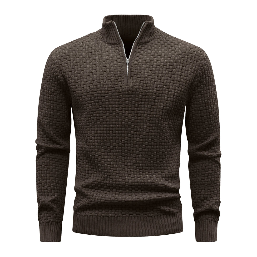 Winter Soft Waffle Knit Warm Zip-Up Sweater