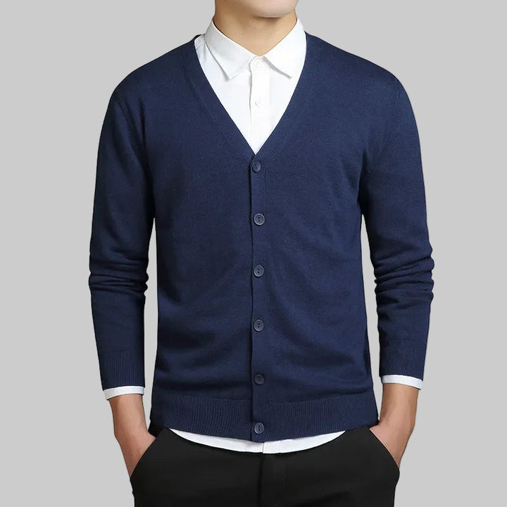 Lightweight Knitted V-Neck Cotton Sweater