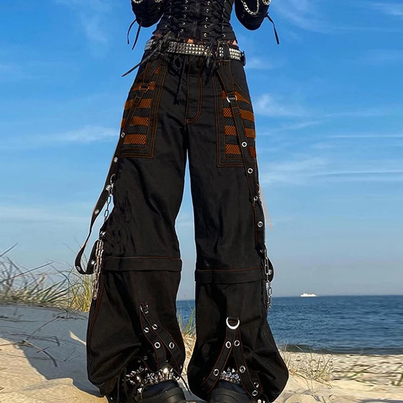 Punk Gothic Y2k Wide Leg Denim Pants
