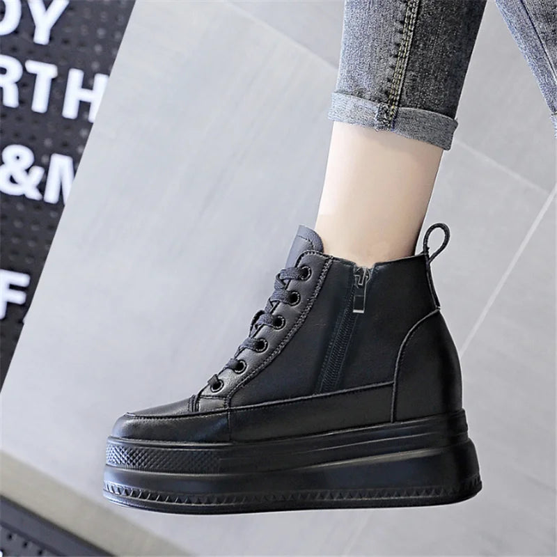 Genuine Leather Chunky Ankle Boots