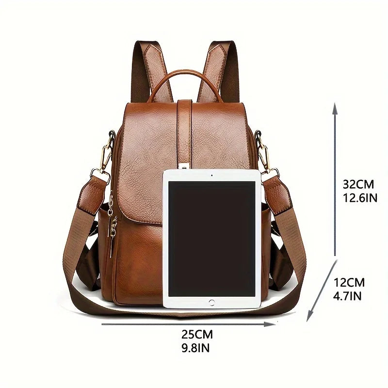 Vintage Anti-Theft Leather Backpack