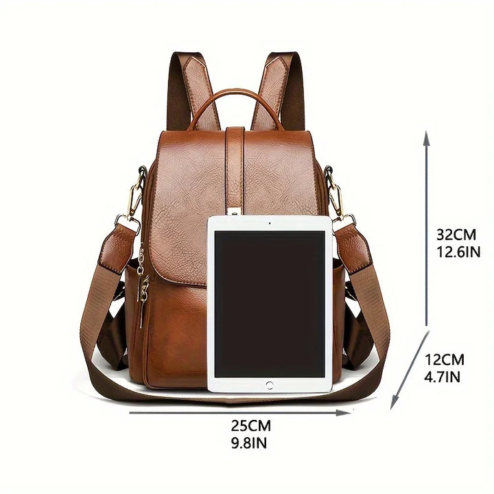 Vintage Anti-Theft Leather Backpack