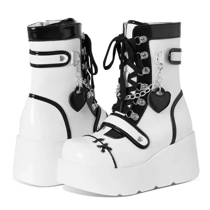 Charming Heart-Shaped Platform Ankle Boots
