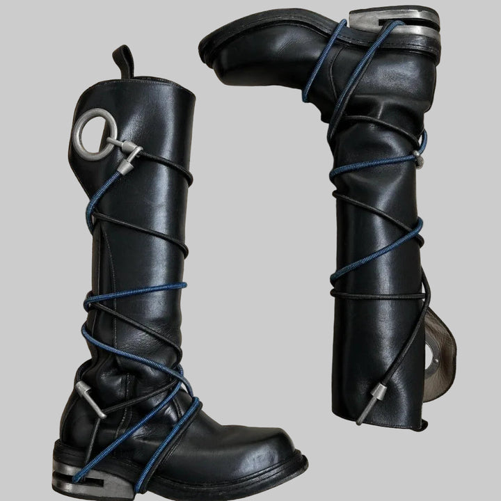 Genuine Leather Wire winding Motorcycle Boots