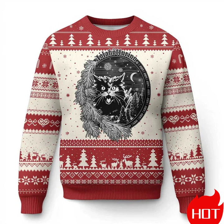 Humorous Santa Cat Graphic Ugly Christmas Sweater