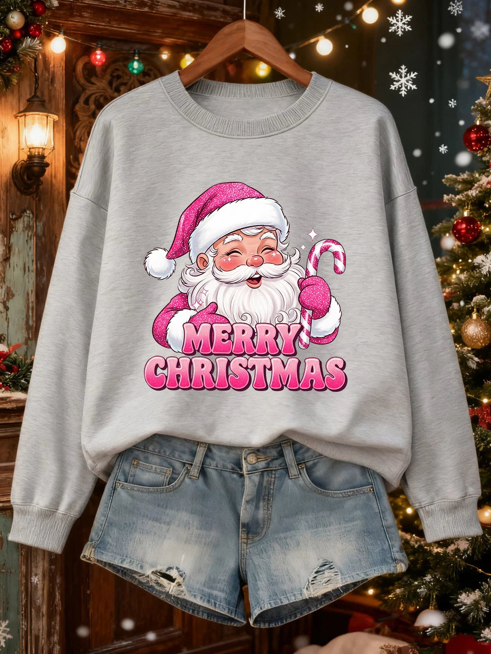 Merry Christmas Santa Print Christmas Sweater