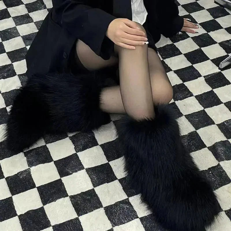 Plush Faux Fox Fur Winter Boots