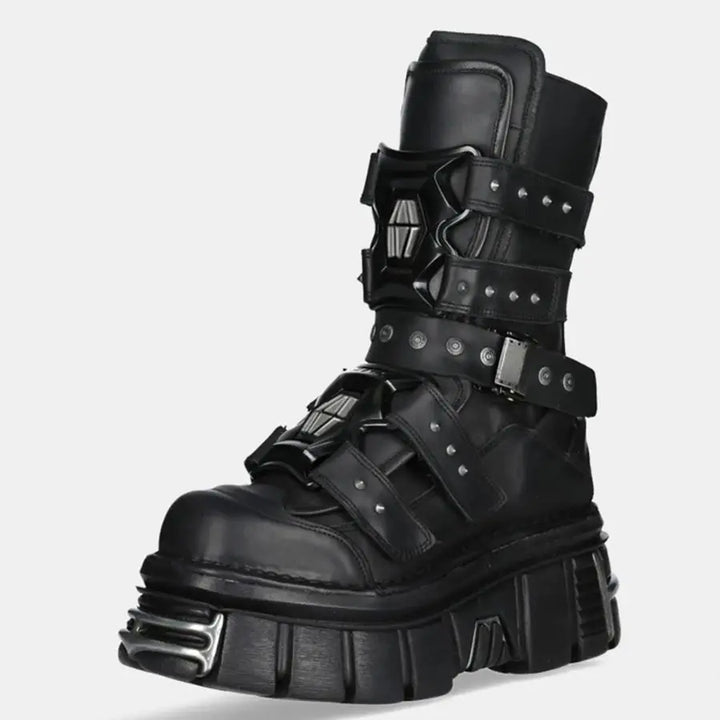 Punk Star Style Dark Gothic Mid-Calf Boots