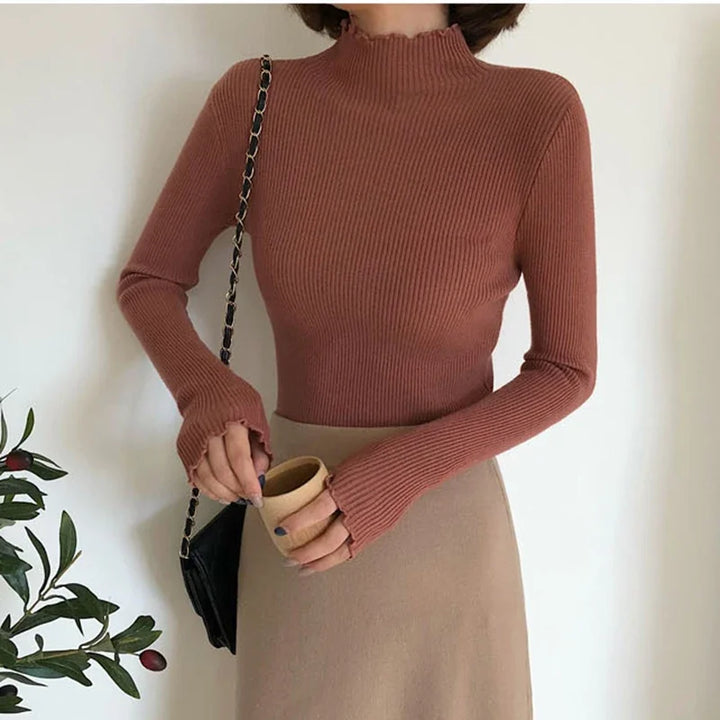 Knitted Ribbed Pullover Sweater