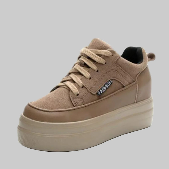 Genuine Leather Retro Warm Fleece-Lined Chunky Sneakers