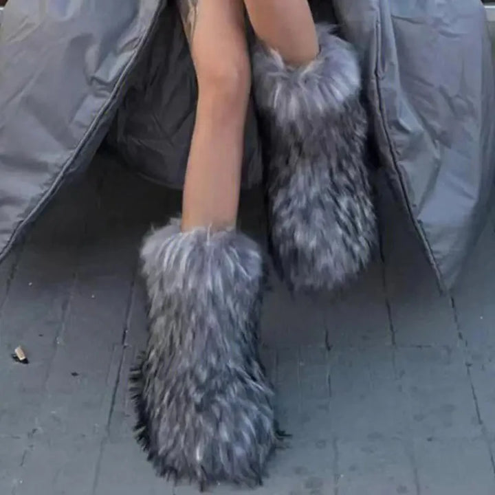 Plush Faux Fox Fur Winter Boots