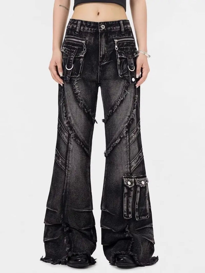 Gothic Style Y2k Baggy Flare Jeans