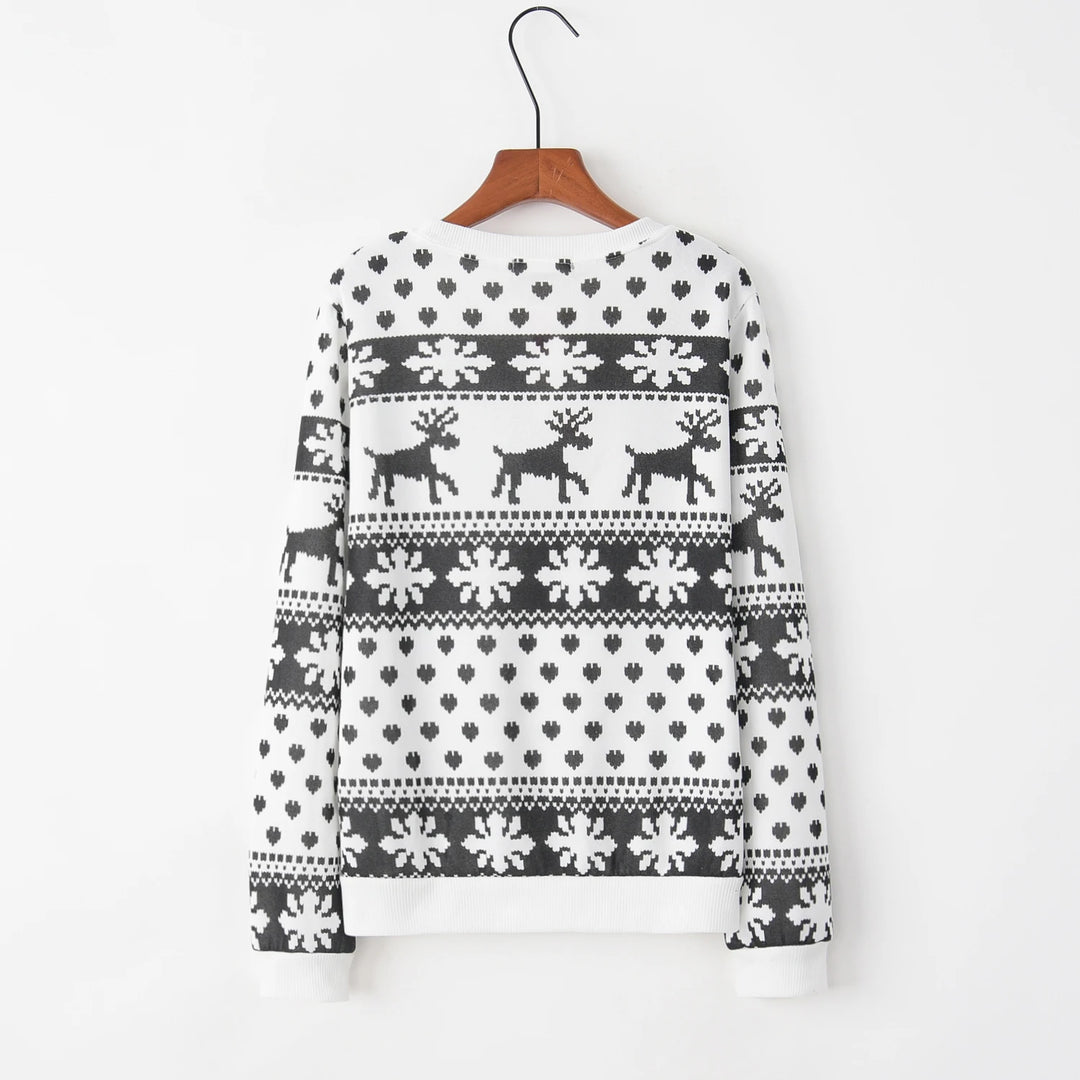 Cartoon Deer Print Christmas Sweater