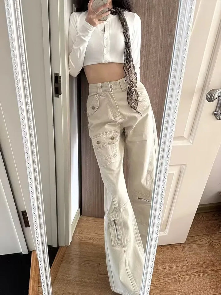 American High-Waisted Wide-Leg Cargo Pants