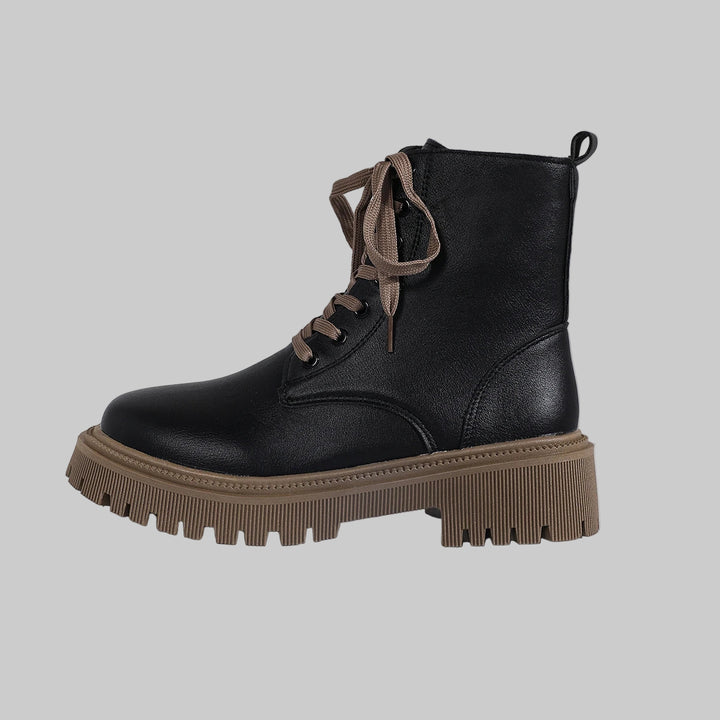 Solid Color Chunky Heel Side Zip Boots